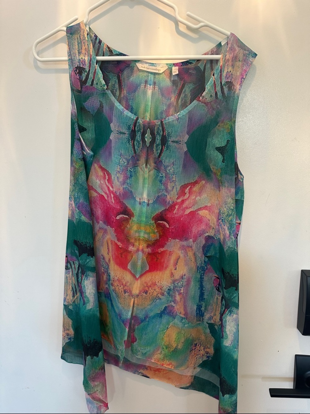 Soft Surroundings Abstract Watercolor Print Tank Top L